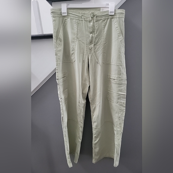 American Eagle Pants Womens 14 Baggy Wide Leg Green Super Hi Rise Stretch Flowy - Picture 2 of 5